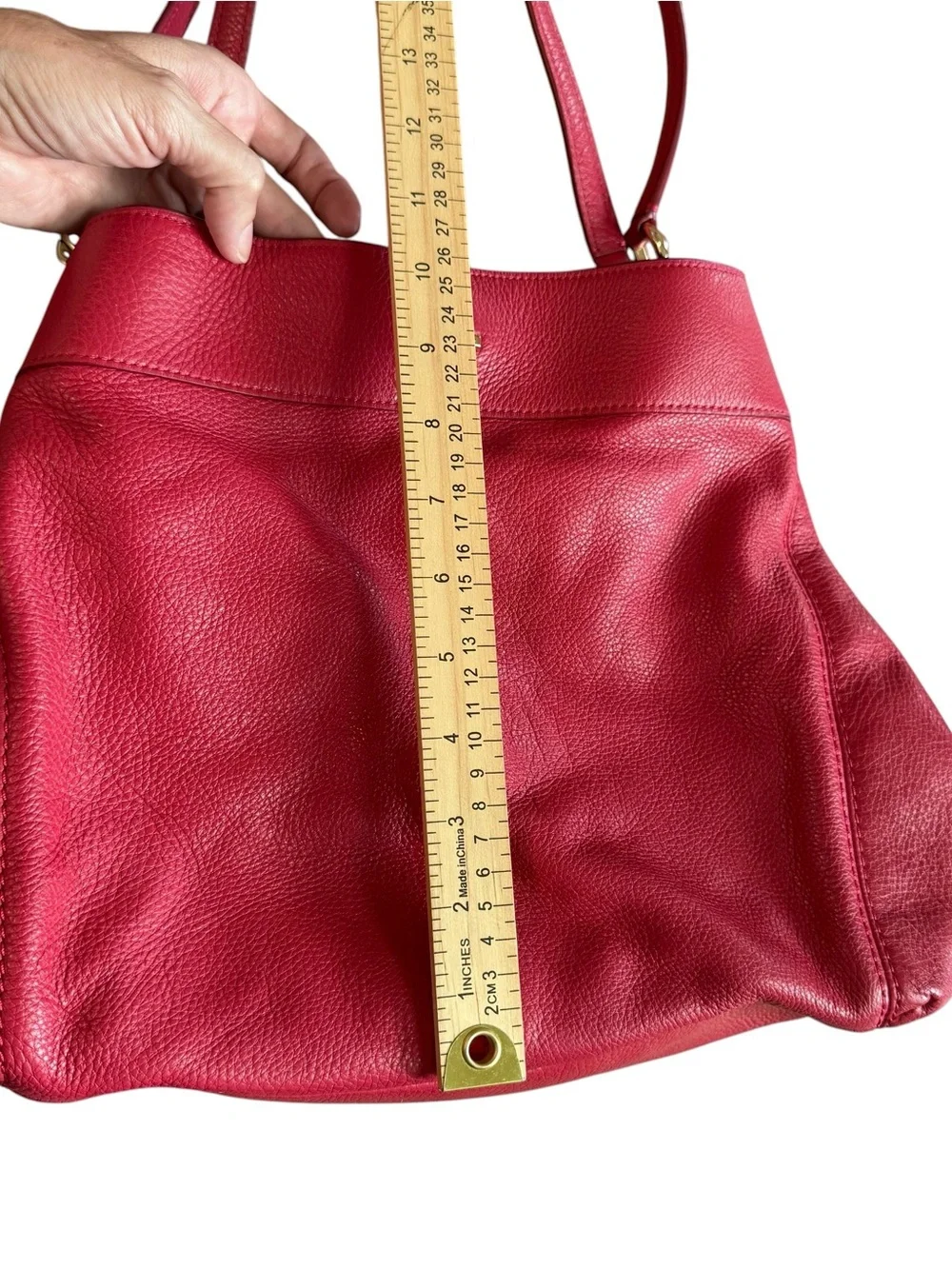 COACH F57545 Lexy Rasberry Red Pinkish Red Pebbled Leather Shoulder Bag